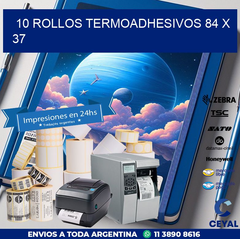 10 ROLLOS TERMOADHESIVOS 84 x 37
