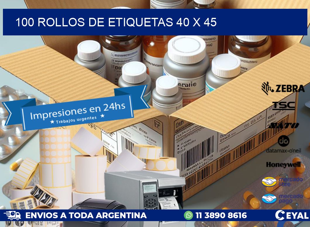 100 ROLLOS DE ETIQUETAS 40 x 45
