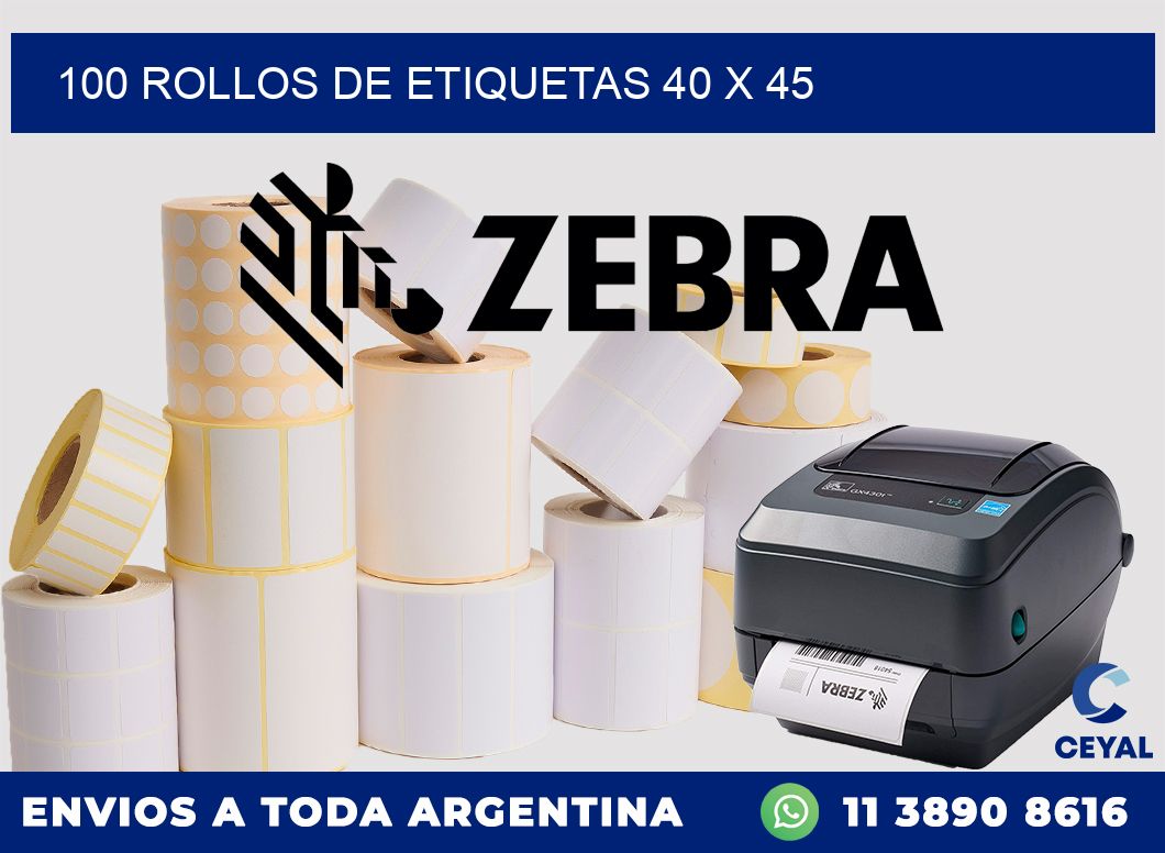 100 ROLLOS DE ETIQUETAS 40 x 45