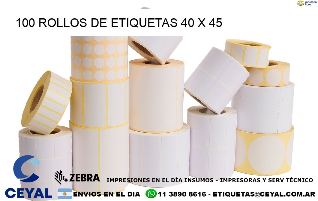 100 ROLLOS DE ETIQUETAS 40 x 45