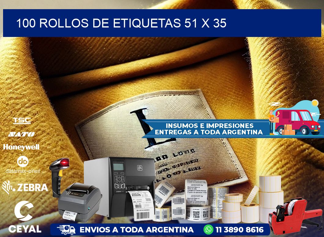 100 ROLLOS DE ETIQUETAS 51 x 35