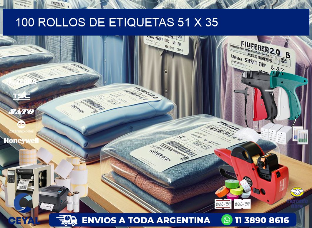 100 ROLLOS DE ETIQUETAS 51 x 35