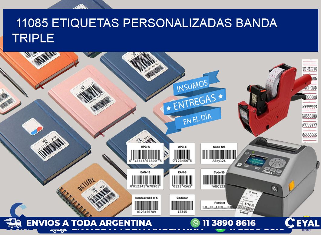11085 Etiquetas personalizadas banda triple