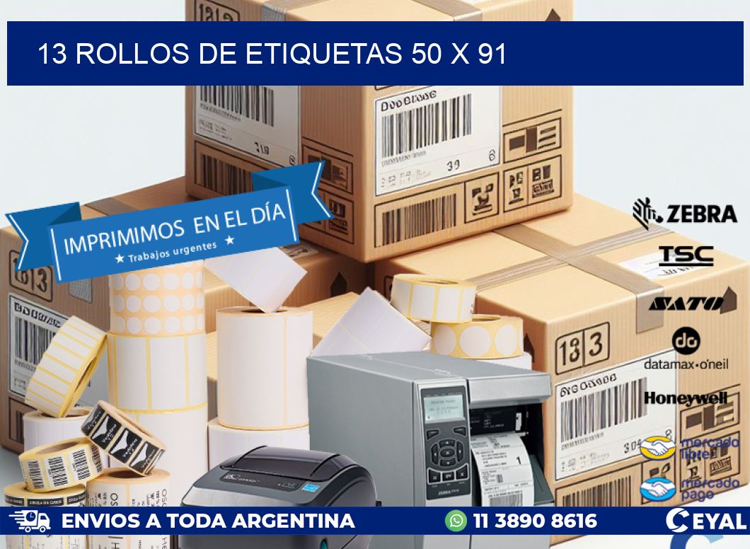 13 ROLLOS DE ETIQUETAS 50 x 91