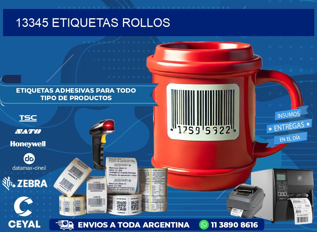 13345 etiquetas rollos