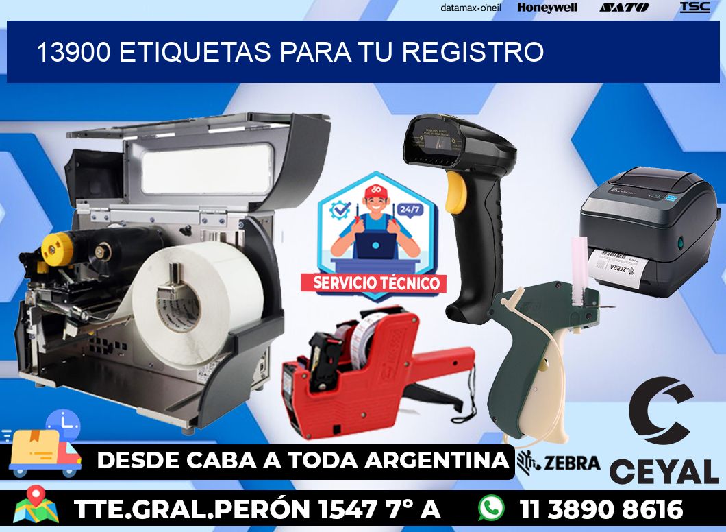 13900 etiquetas para tu registro