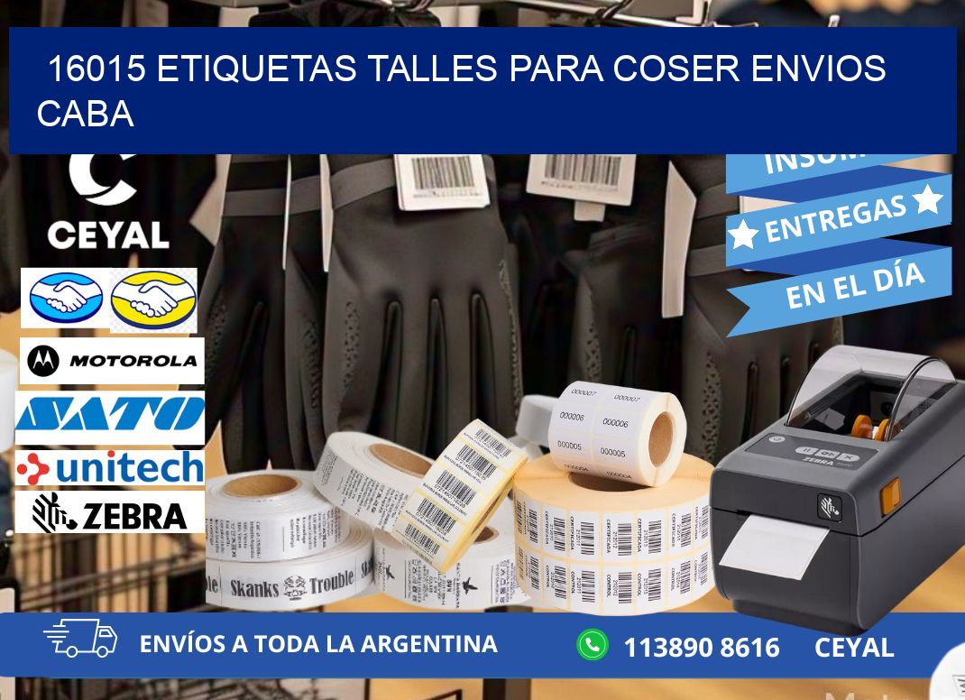 16015 ETIQUETAS TALLES PARA COSER ENVIOS CABA