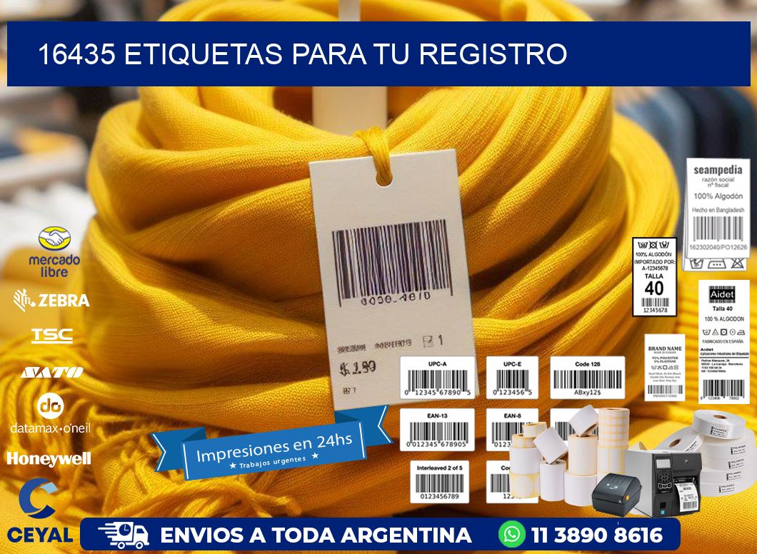16435 etiquetas para tu registro