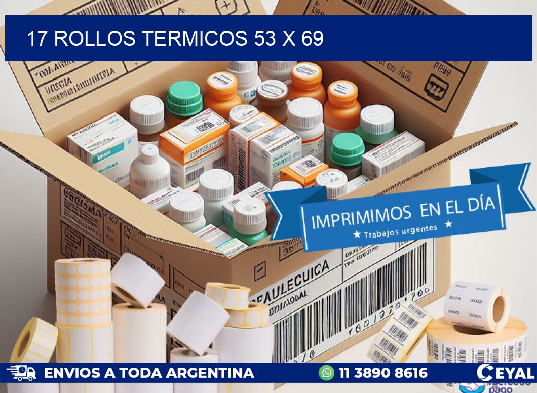 17 ROLLOS TERMICOS 53 x 69