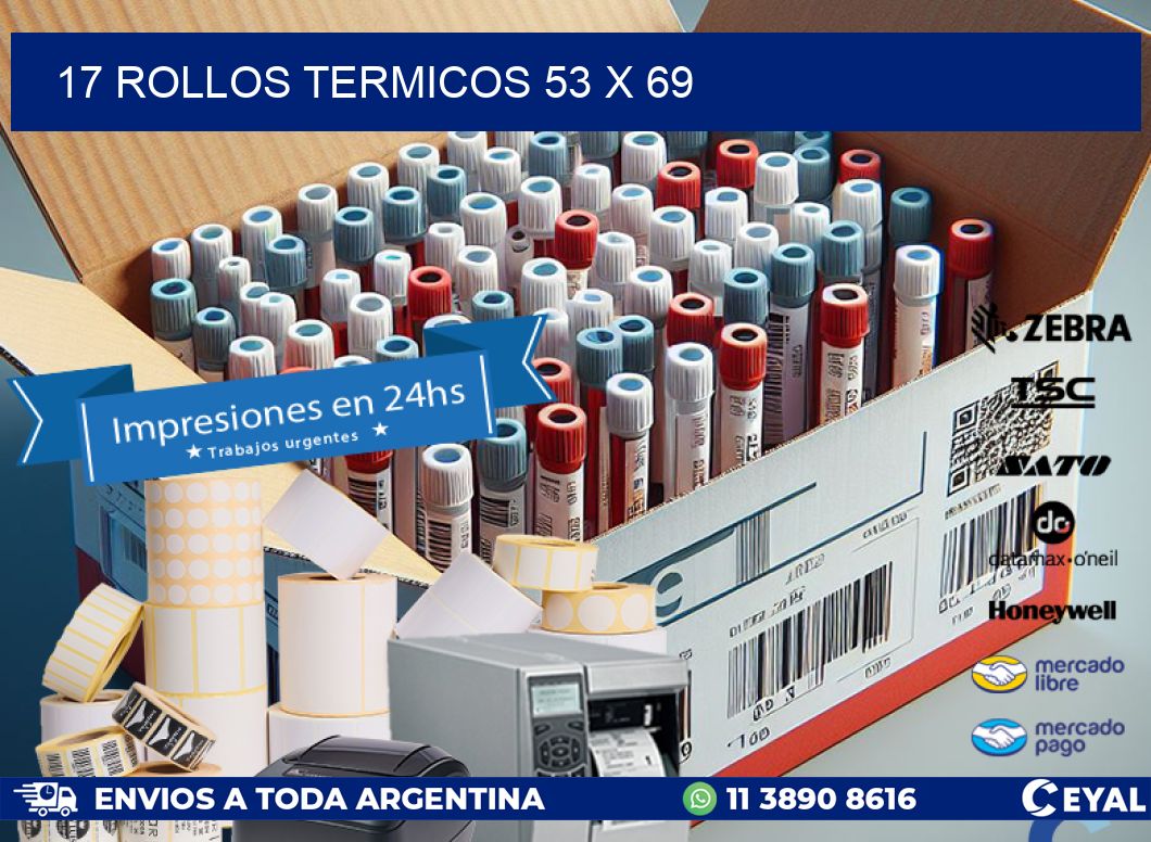 17 ROLLOS TERMICOS 53 x 69