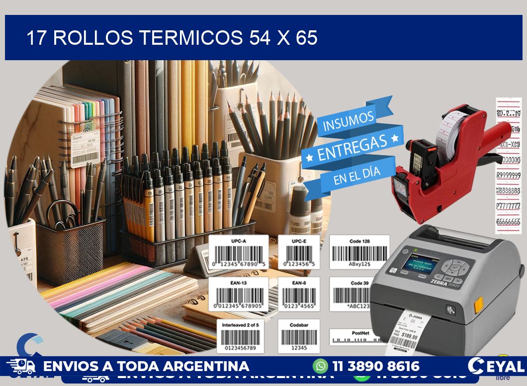 17 ROLLOS TERMICOS 54 x 65