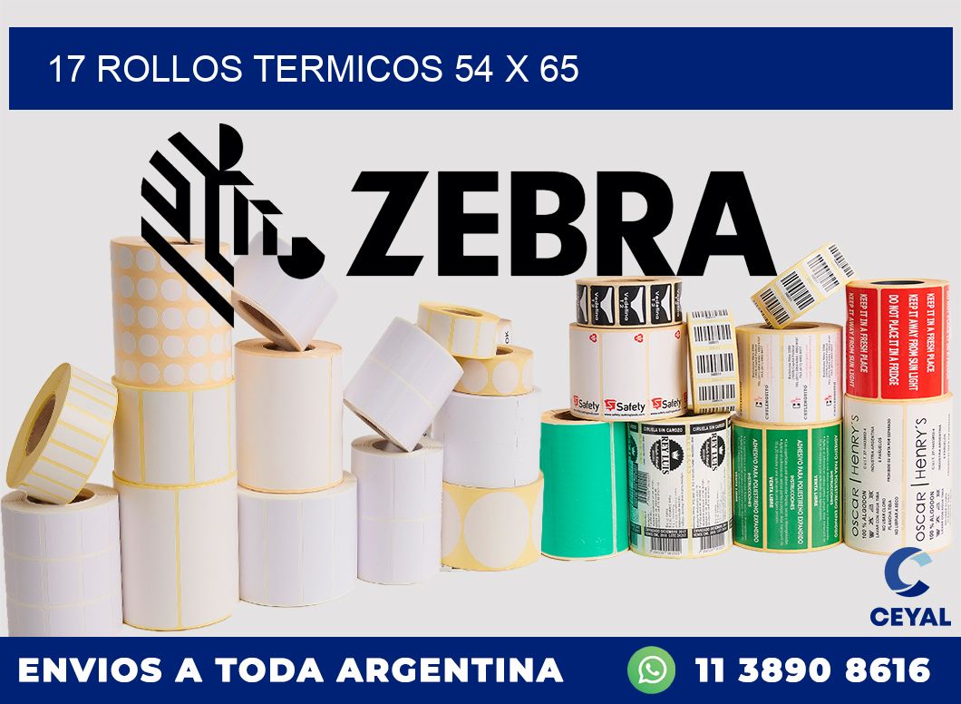 17 ROLLOS TERMICOS 54 x 65