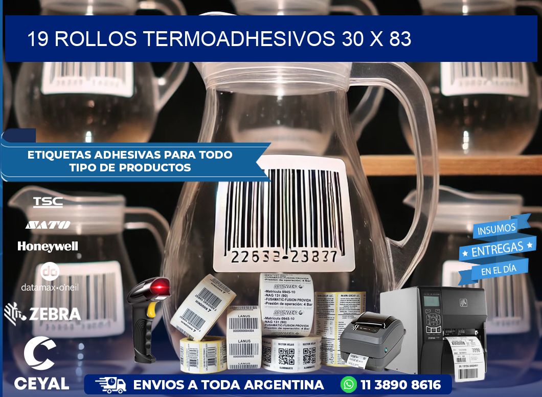 19 ROLLOS TERMOADHESIVOS 30 x 83