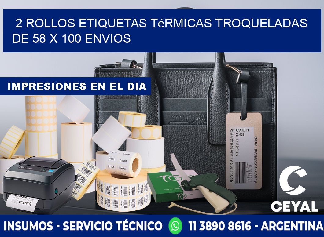 2 Rollos Etiquetas Térmicas Troqueladas De 58 x 100 ENVIOS