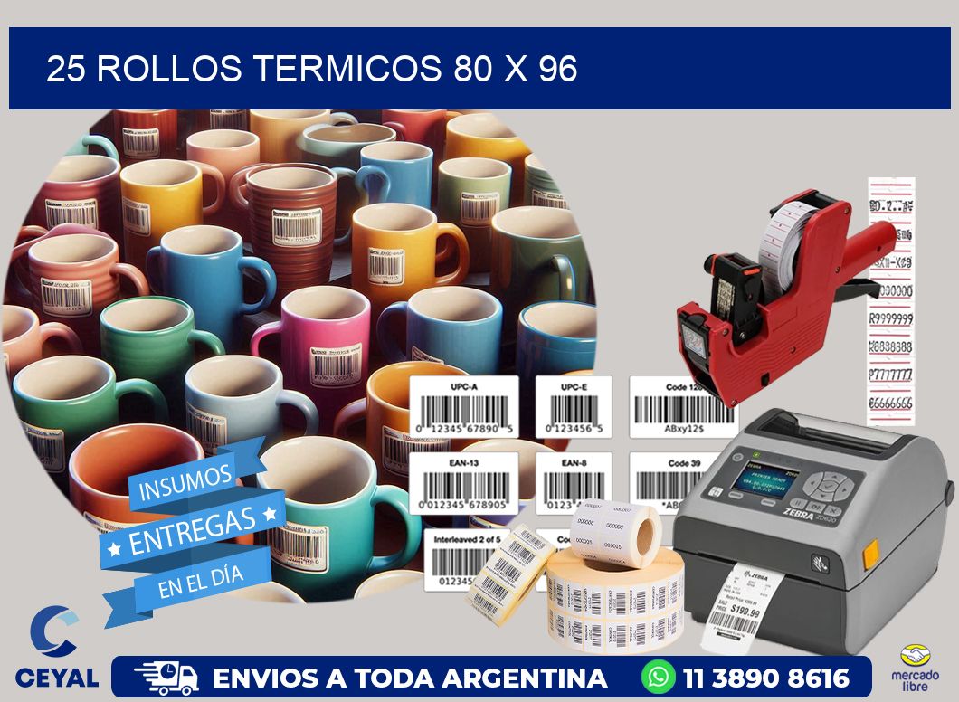 25 ROLLOS TERMICOS 80 x 96