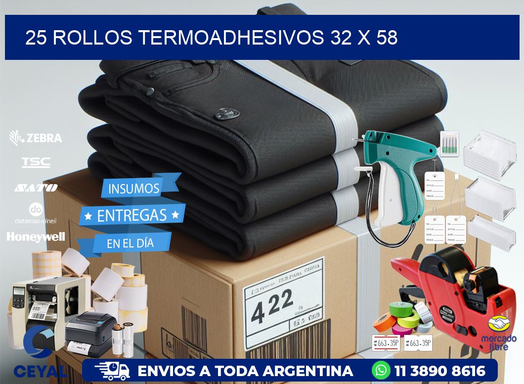 25 ROLLOS TERMOADHESIVOS 32 x 58