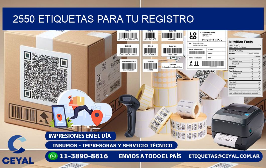 2550 etiquetas para tu registro