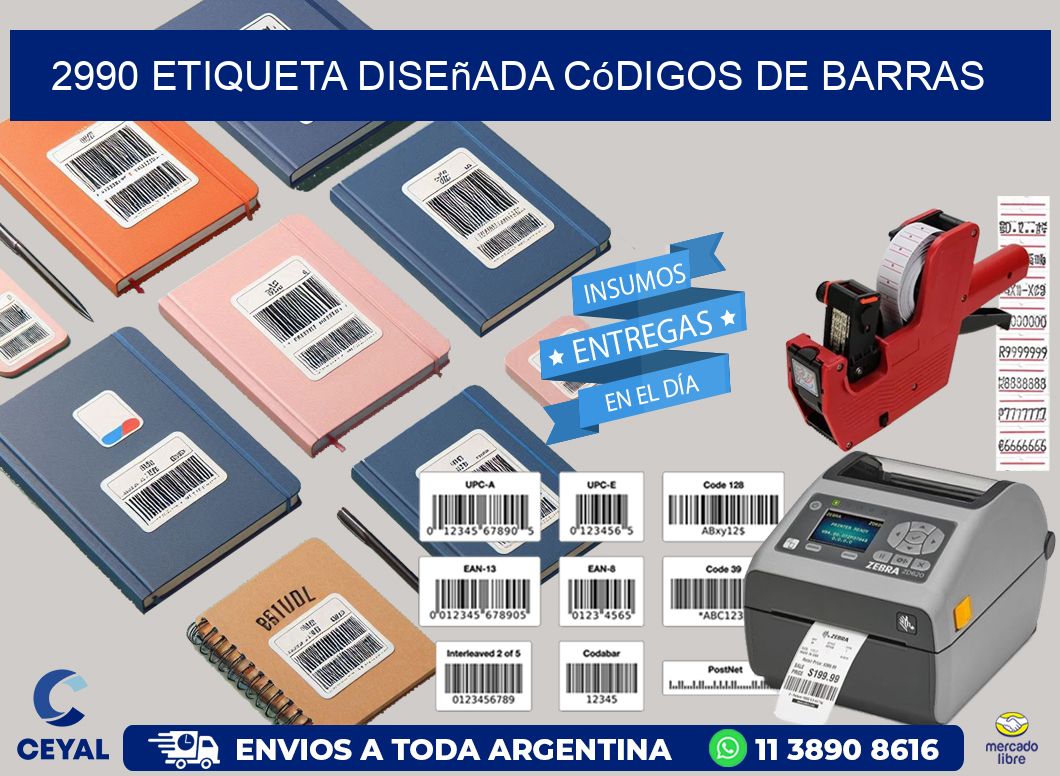 2990 etiqueta diseñada códigos de barras