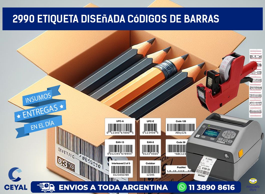 2990 etiqueta diseñada códigos de barras