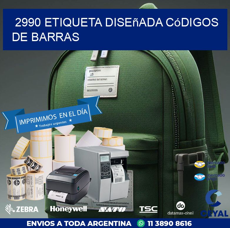 2990 etiqueta diseñada códigos de barras