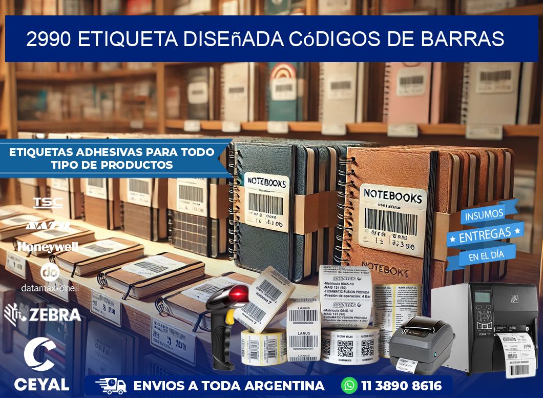 2990 etiqueta diseñada códigos de barras