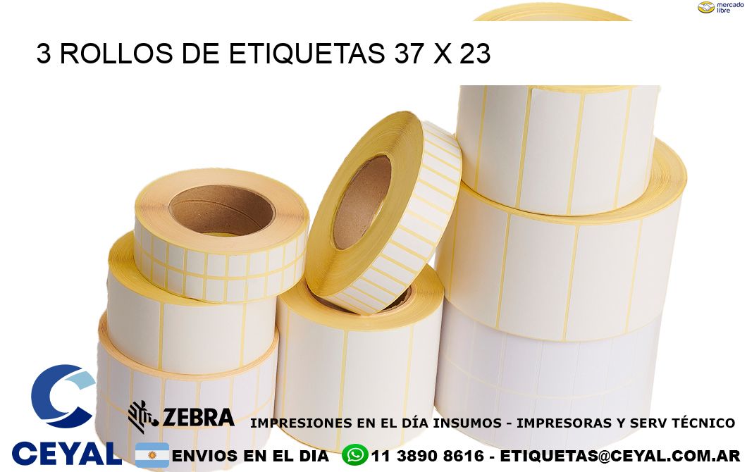 3 ROLLOS DE ETIQUETAS 37 x 23