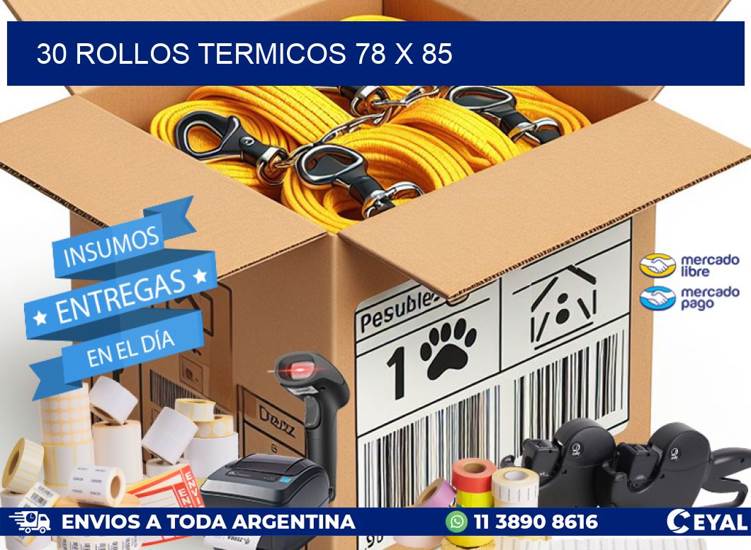 30 ROLLOS TERMICOS 78 x 85