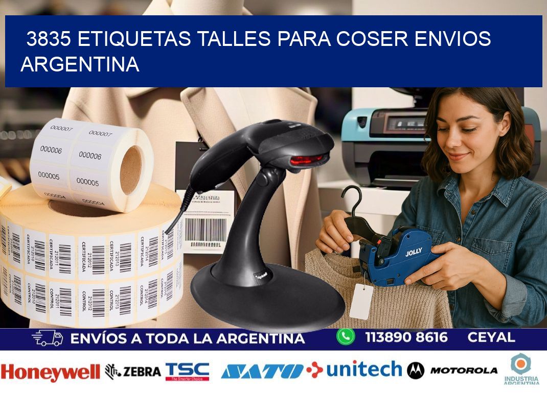 3835 ETIQUETAS TALLES PARA COSER ENVIOS ARGENTINA