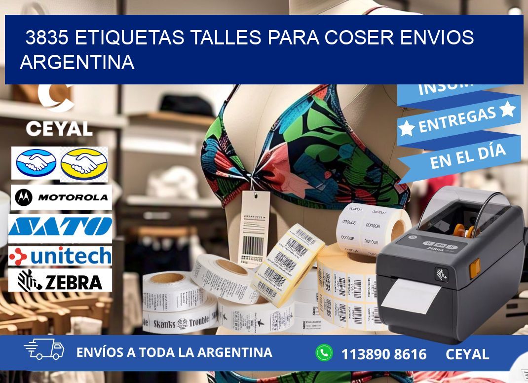 3835 ETIQUETAS TALLES PARA COSER ENVIOS ARGENTINA