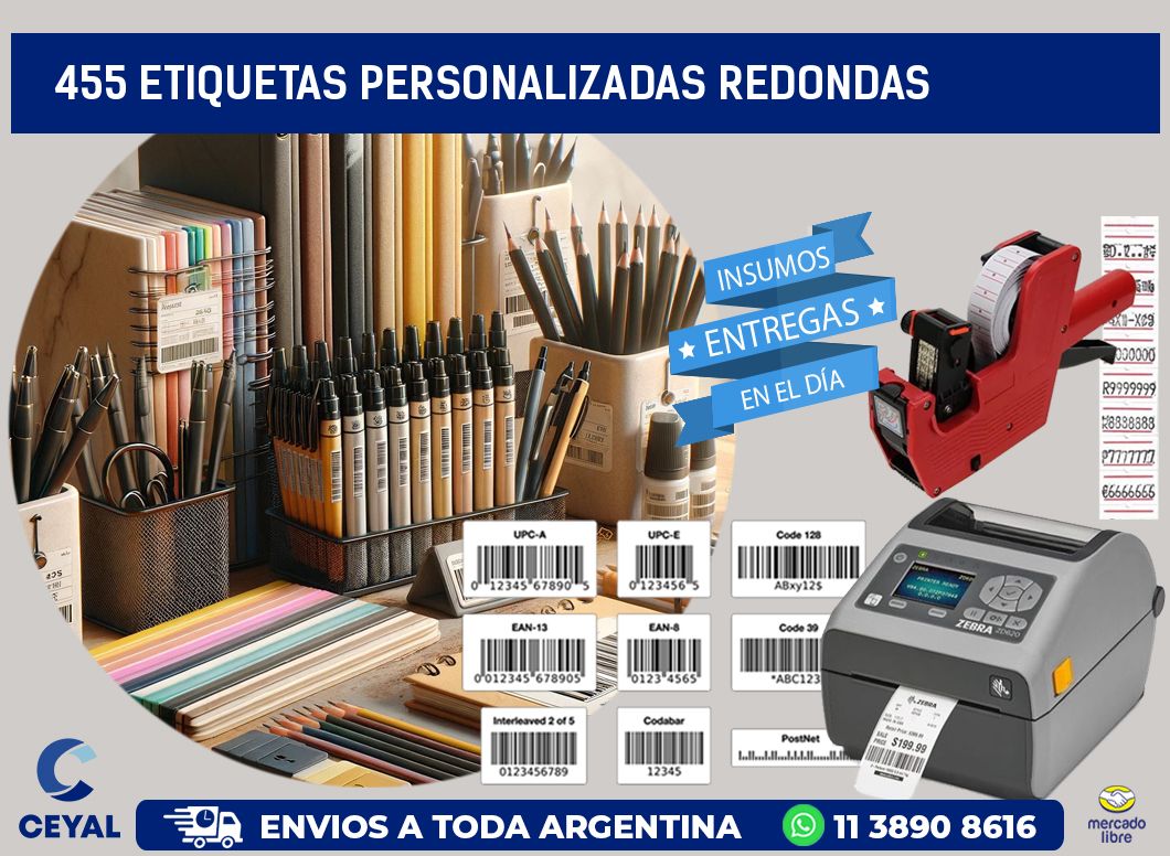 455 Etiquetas personalizadas redondas