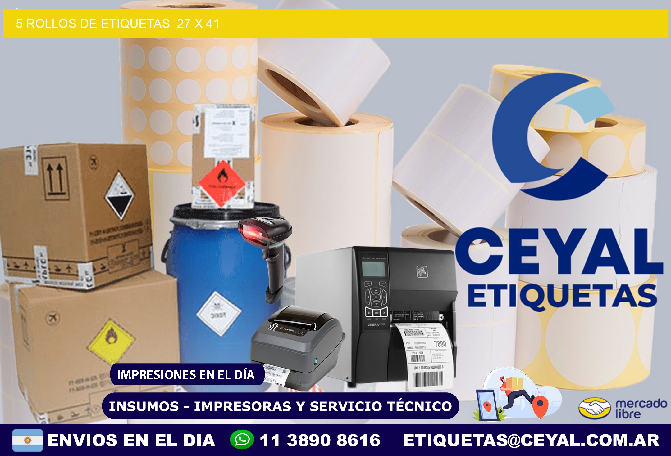 5 ROLLOS DE ETIQUETAS  27 x 41