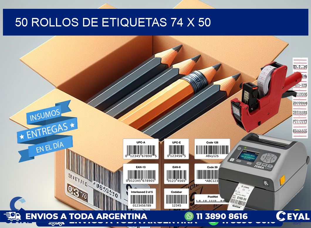 50 ROLLOS DE ETIQUETAS 74 x 50