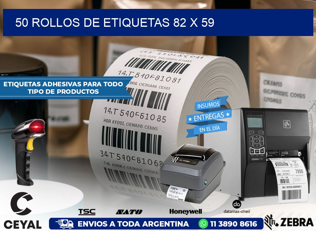 50 ROLLOS DE ETIQUETAS 82 x 59