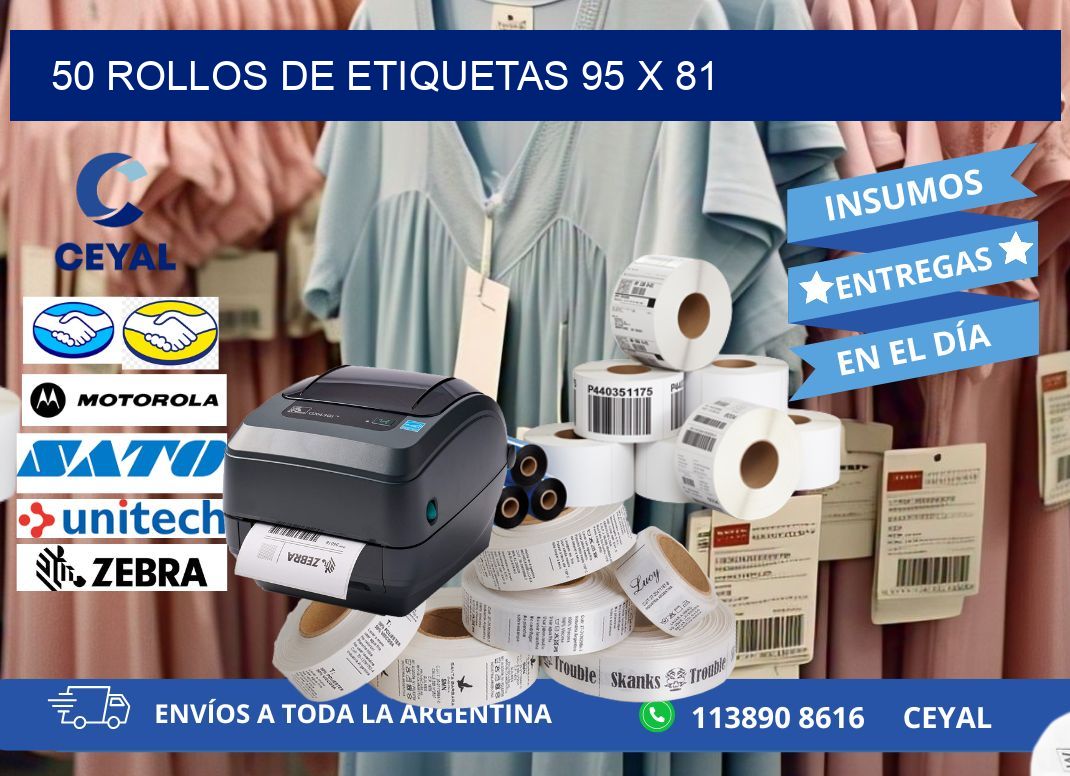 50 ROLLOS DE ETIQUETAS 95 x 81