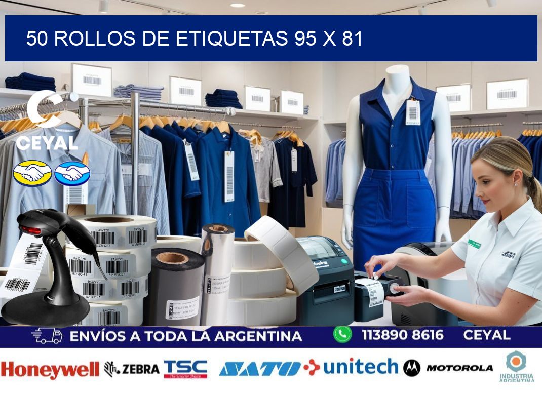 50 ROLLOS DE ETIQUETAS 95 x 81