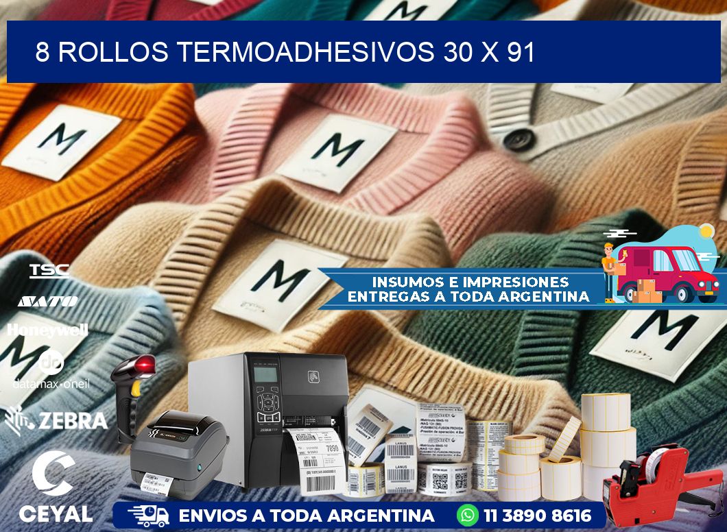 8 ROLLOS TERMOADHESIVOS 30 x 91