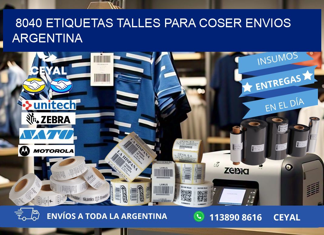8040 ETIQUETAS TALLES PARA COSER ENVIOS ARGENTINA