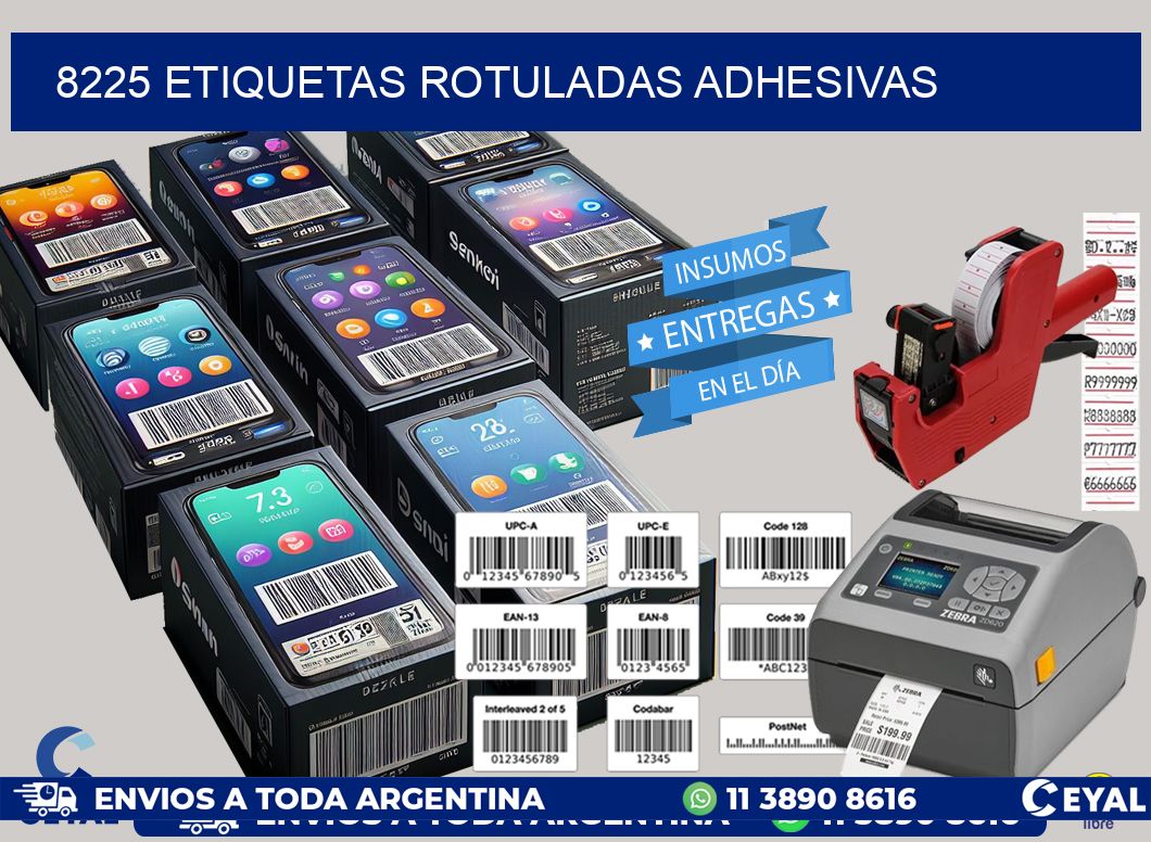 8225 etiquetas rotuladas adhesivas