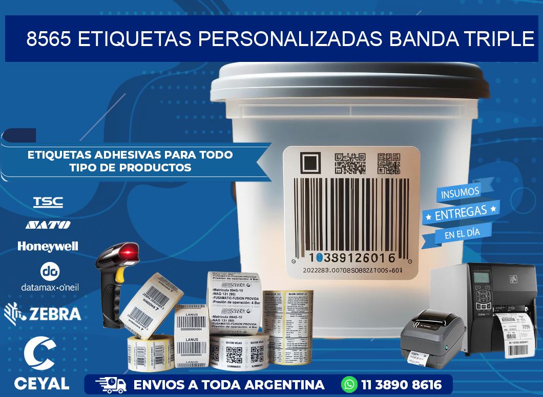 8565 Etiquetas personalizadas banda triple