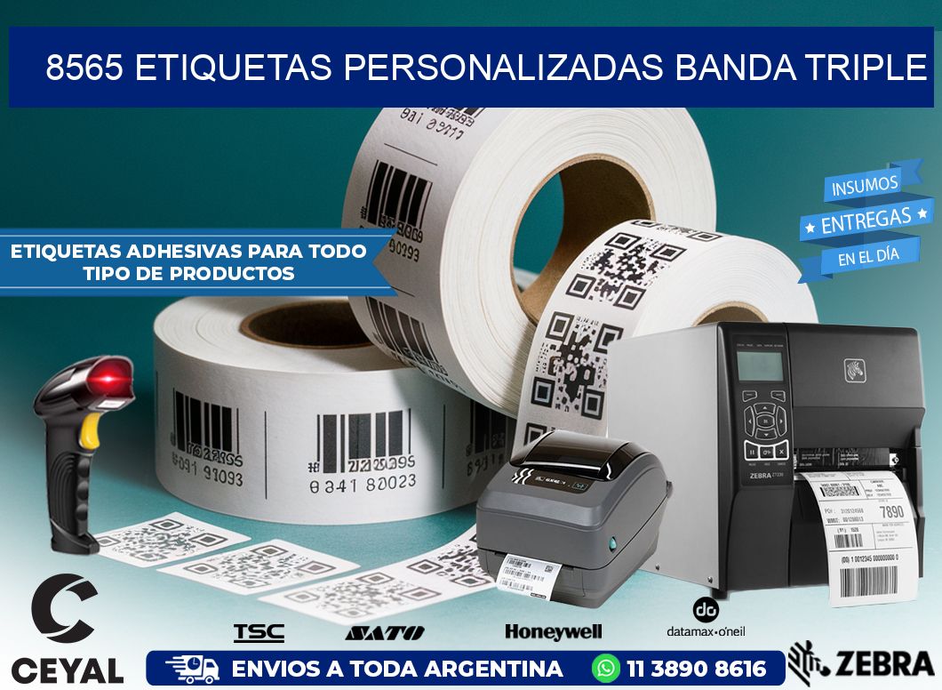8565 Etiquetas personalizadas banda triple
