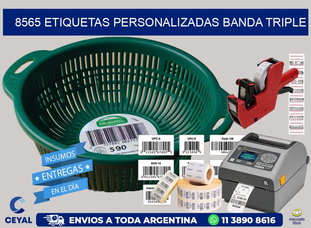 8565 Etiquetas personalizadas banda triple