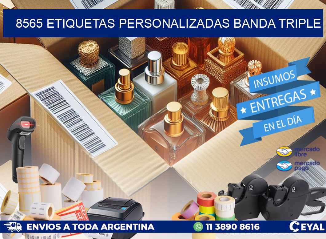 8565 Etiquetas personalizadas banda triple