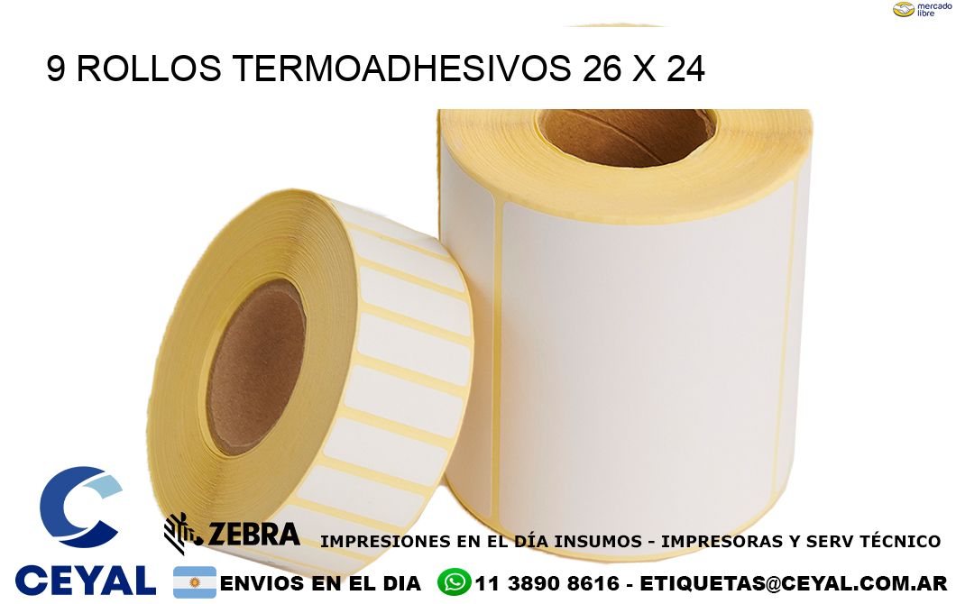 9 ROLLOS TERMOADHESIVOS 26 x 24
