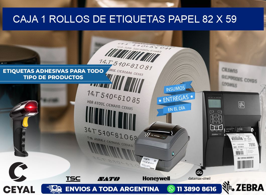 CAJA 1 ROLLOS DE ETIQUETAS PAPEL 82 x 59