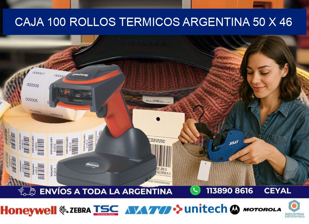 CAJA 100 ROLLOS TERMICOS ARGENTINA 50 x 46