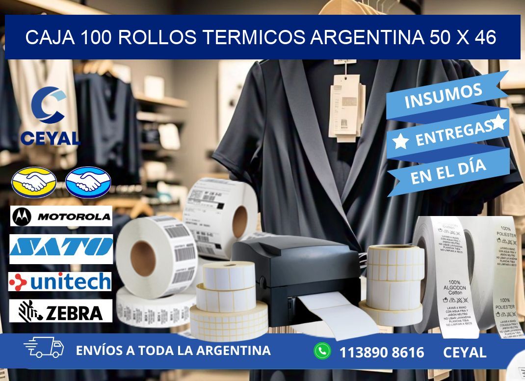 CAJA 100 ROLLOS TERMICOS ARGENTINA 50 x 46