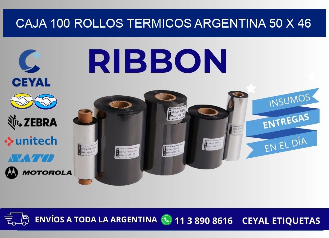 CAJA 100 ROLLOS TERMICOS ARGENTINA 50 x 46