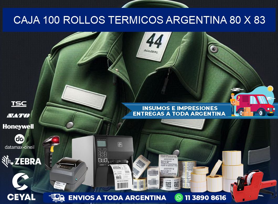 CAJA 100 ROLLOS TERMICOS ARGENTINA 80 x 83