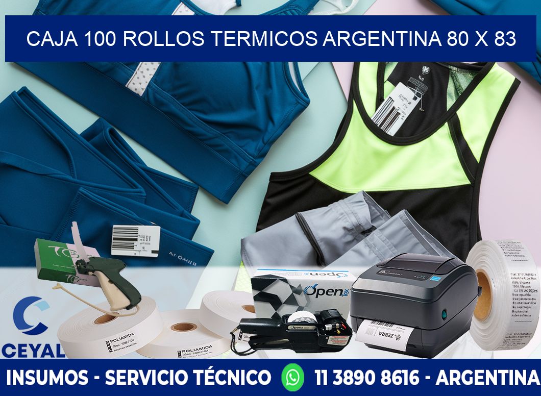 CAJA 100 ROLLOS TERMICOS ARGENTINA 80 x 83