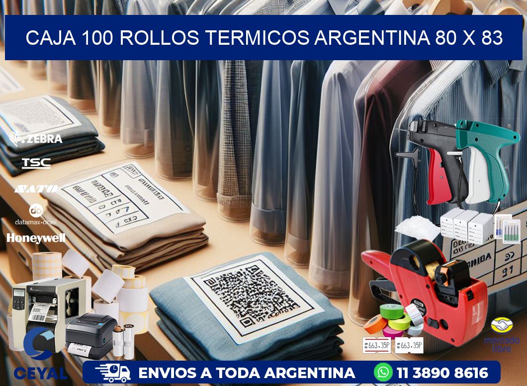 CAJA 100 ROLLOS TERMICOS ARGENTINA 80 x 83